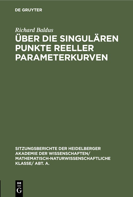 Book cover image for Über die singulären Punkte reeller Parameterkurven ISBN: 9783112459331